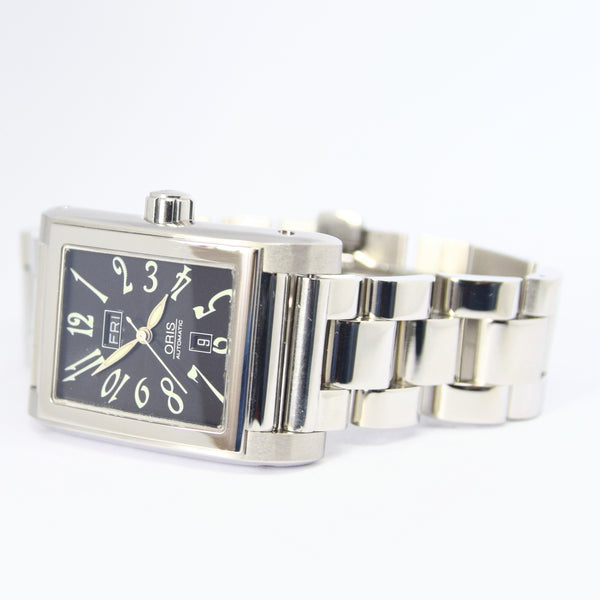 2000 Oris Miles Automatic Day Date Model 585.7525.4002 in Stainless Steel on Bracelet Deco Luminous Numbers