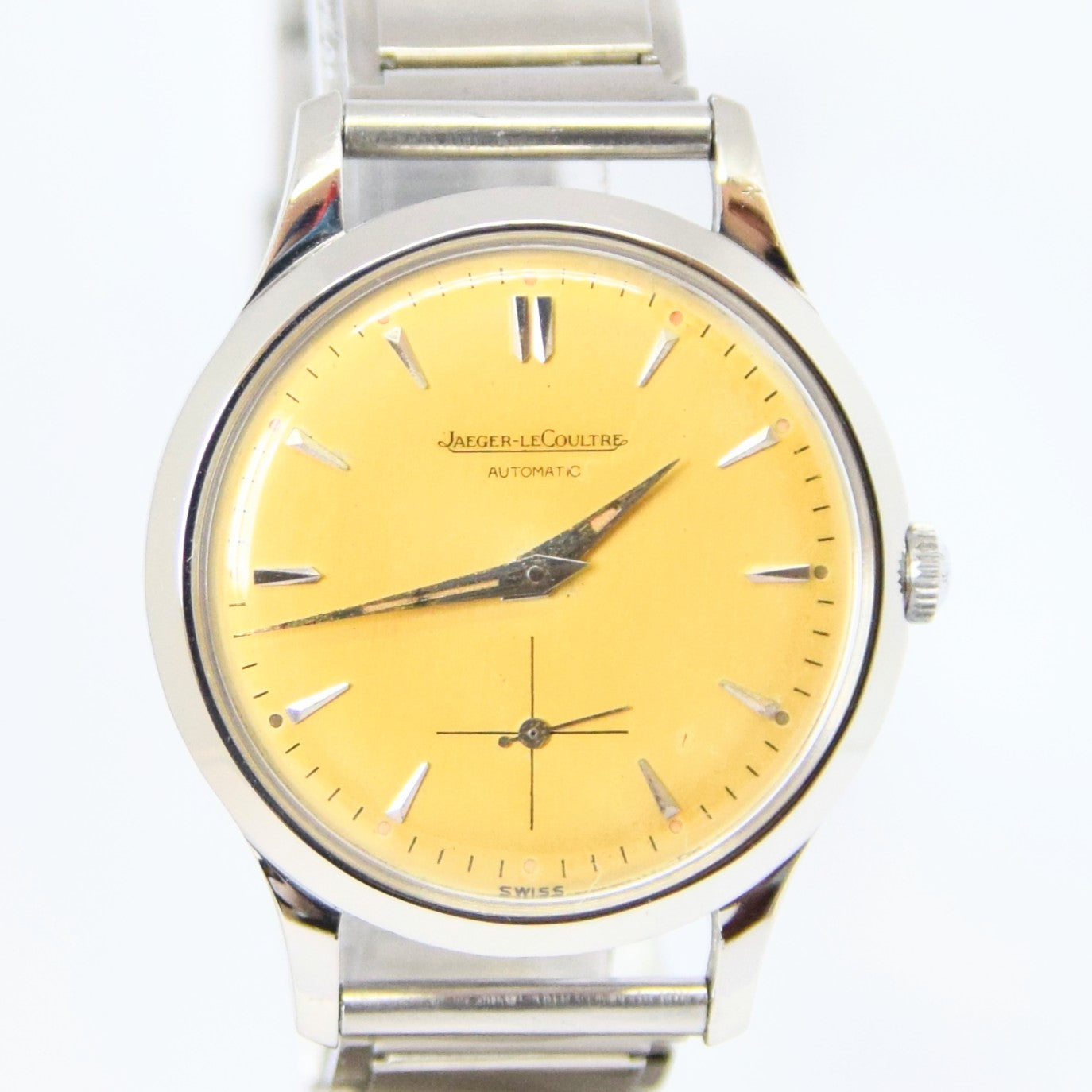 1950s Jaeger LeCoultre Bumper Automatic Wristwatch Model 672975 with Patina Dial