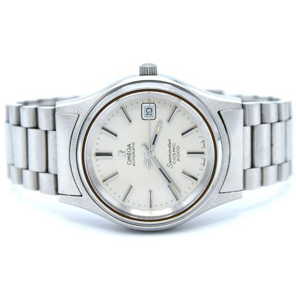 1973 Omega Large Seamaster Cosmic 2000 Automatic Date Model 166.128 with Silvered Dial on Bracelet