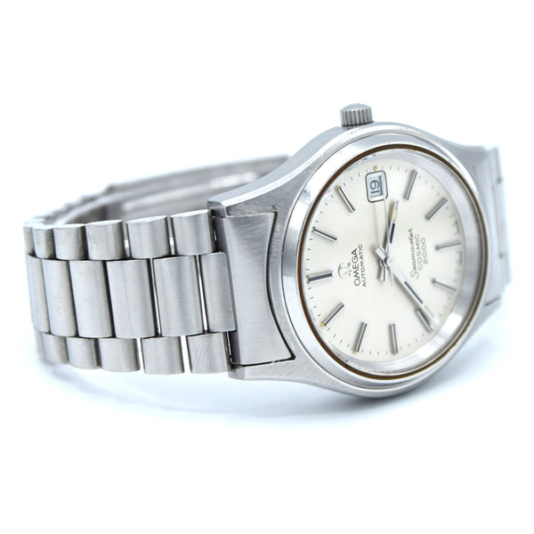 1973 Omega Large Seamaster Cosmic 2000 Automatic Date Model 166.128 with Silvered Dial on Bracelet