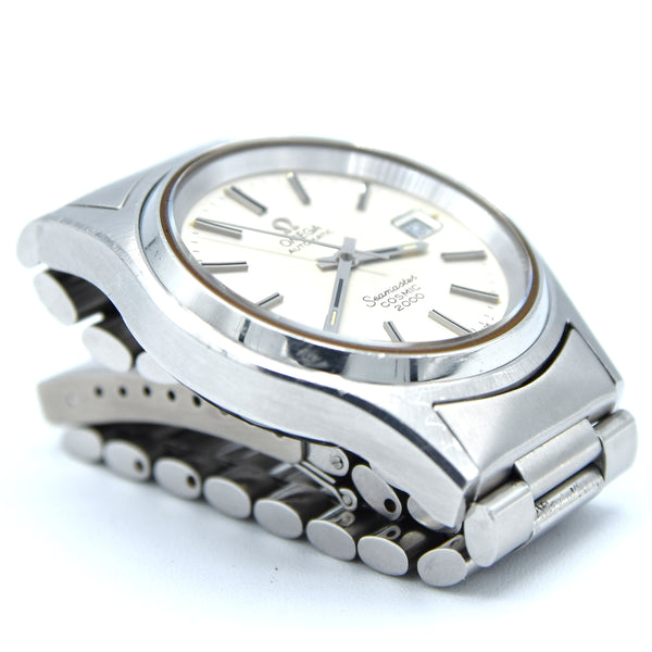 1973 Omega Large Seamaster Cosmic 2000 Automatic Date Model 166.128 with Silvered Dial on Bracelet