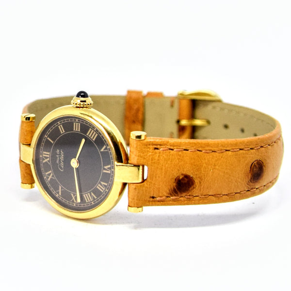 1990s Ladies Cartier 'Must de' Ronde Vendôme Vermeil in 925 Silver Gilt Case