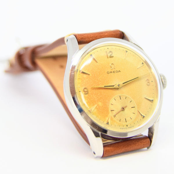 1952 Omega 36mm Model 2639 in a Substantial Stainless Steel Screw-Back Case All Original Cool Patina