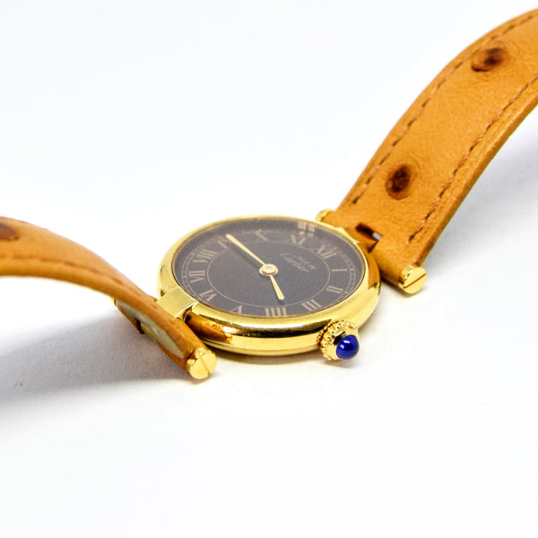 1990s Ladies Cartier 'Must de' Ronde Vendôme Vermeil in 925 Silver Gilt Case