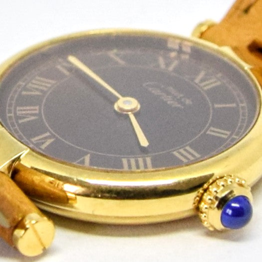 1990s Ladies Cartier 'Must de' Ronde Vendôme Vermeil in 925 Silver Gilt Case