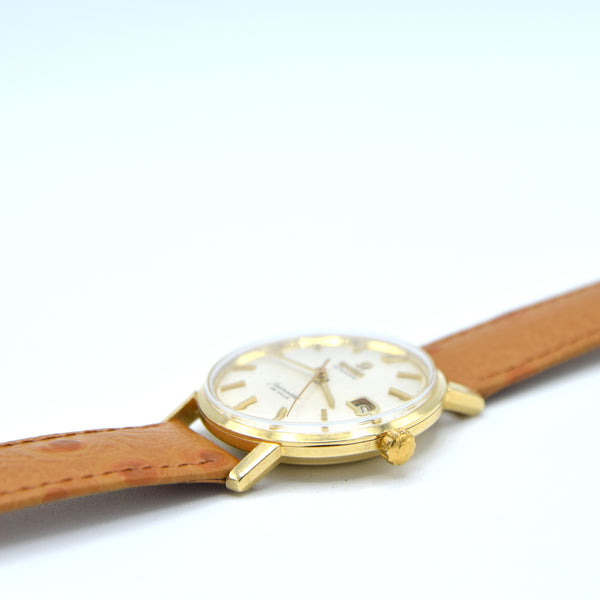1963 Omega Automatic Seamaster De Ville Date Model 166.5020 in Solid 18ct Gold with Linen Dial with Box
