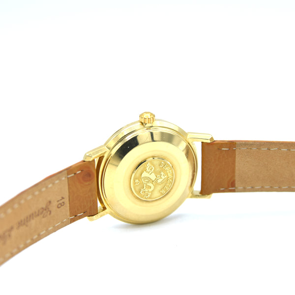 1963 Omega Automatic Seamaster De Ville Date Model 166.5020 in Solid 18ct Gold with Linen Dial with Box