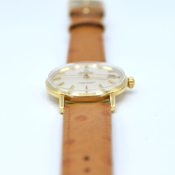 1963 Omega Automatic Seamaster De Ville Date Model 166.5020 in Solid 18ct Gold with Linen Dial with Box