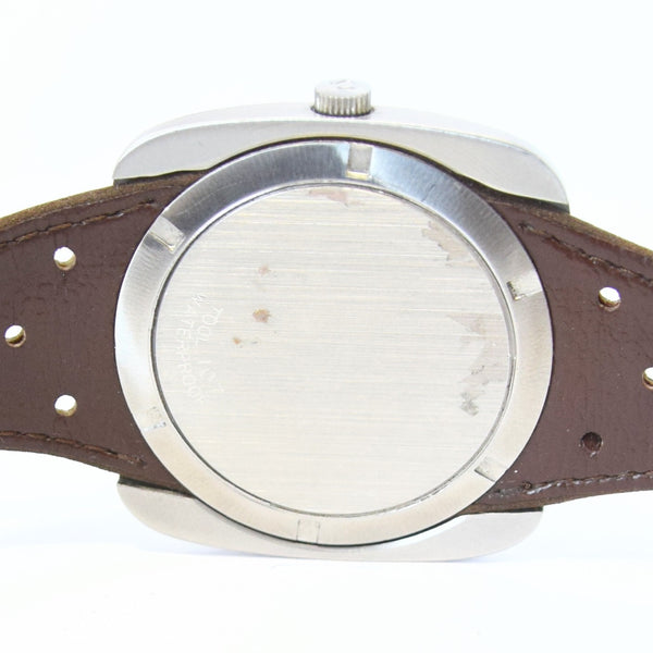 1970 Square Omega Geneve Automatic with Rare Record Dial and Date Model 166.081 in Stainless Steel