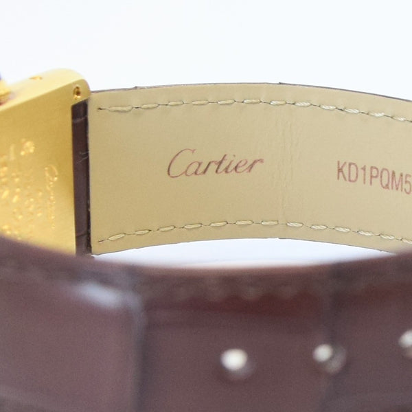 1990s Cartier Quartz Tank with Tri-Colour Dial in 925 Silver Gilt with Box and Papers