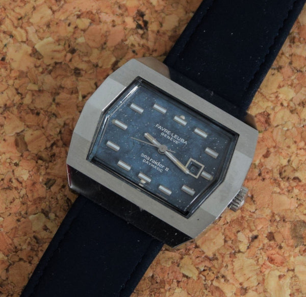 1970s Favre-Leuba NOS Searaider II Daymatic Automatic in Stainless Steel Mid-Sized Wristwatch