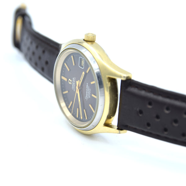 1976 Omega Rare Large Seamaster Cosmic 2000 Automatic Date Model 166.128 with Gloss Brown Spider Web Dial in Gold & Steel