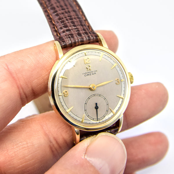1944 Rare Omega Chronometer in 14ct Gold with Two Tone Dial Cal. 30T2RG Model 2364