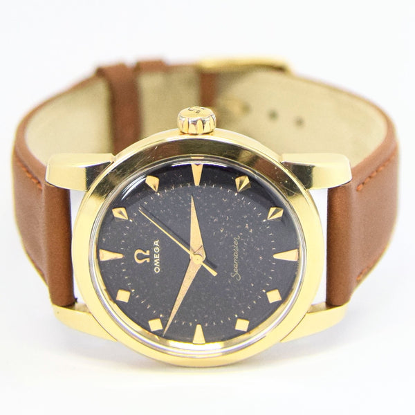 1956 Omega Seamaster Wristwatch Model 2759-2 with Original Black Dial in Gold-Capped Case
