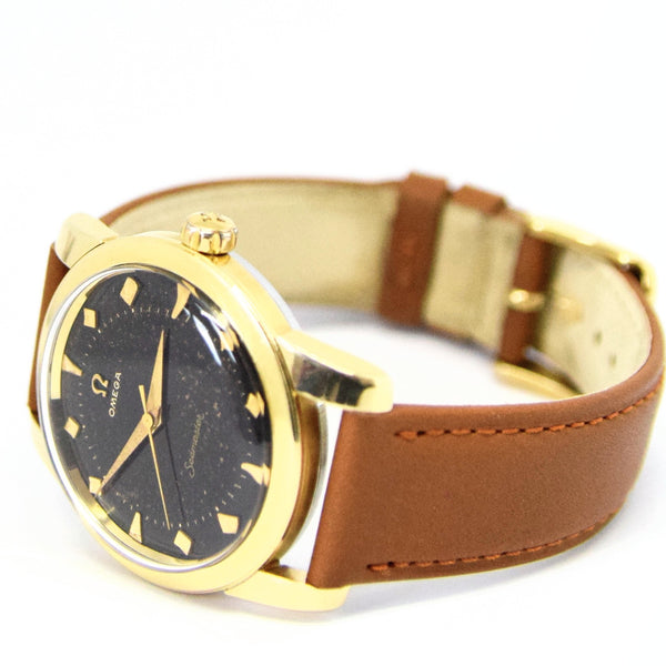 1956 Omega Seamaster Wristwatch Model 2759-2 with Original Black Dial in Gold-Capped Case