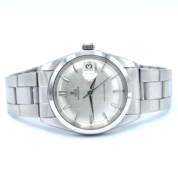 1965 Tudor Oysterdate Manual Wind Wristwatch Model 7962 with Silvered Dial on Bracelet