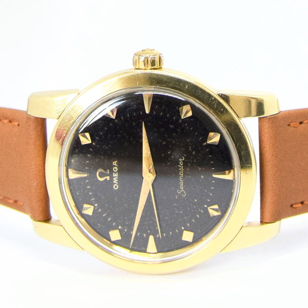 1956 Omega Seamaster Wristwatch Model 2759-2 with Original Black Dial in Gold-Capped Case