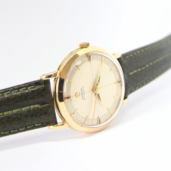 1958 Elegant Omega Automatic Dress Watch with Cross Hair Dial Model 13308 in 9ct Gold Cal 501
