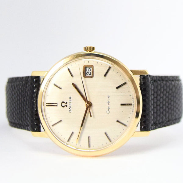 1970/1 Omega Geneve 9ct Gold All Original Wristwatch Model 13125016 with Satin Champagne Dial