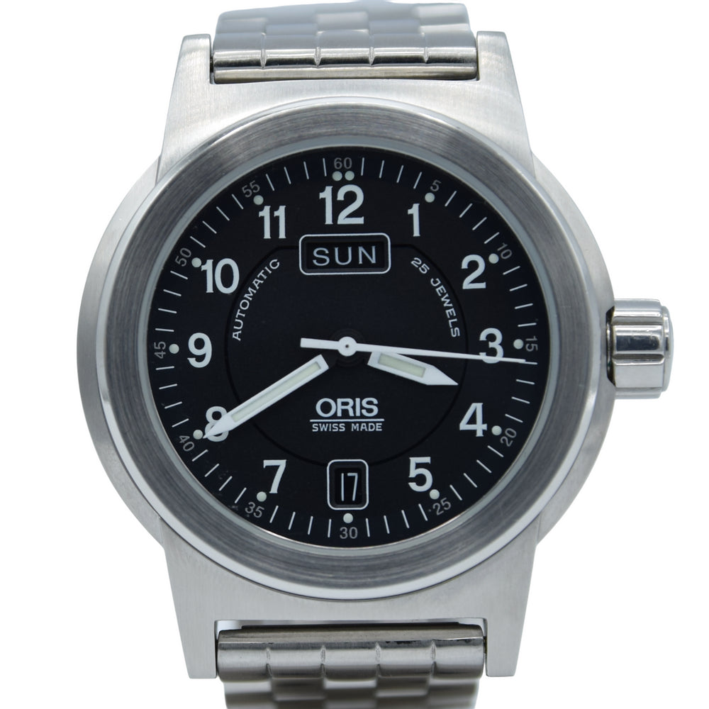 2005 Oris Big Crown Automatic Day Date with Deco Luminous Numbers Model 7500 in Stainless Steel on Bracelet