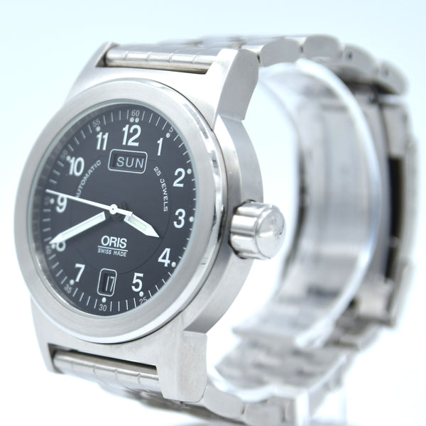 2005 Oris Big Crown Automatic Day Date with Deco Luminous Numbers Model 7500 in Stainless Steel on Bracelet