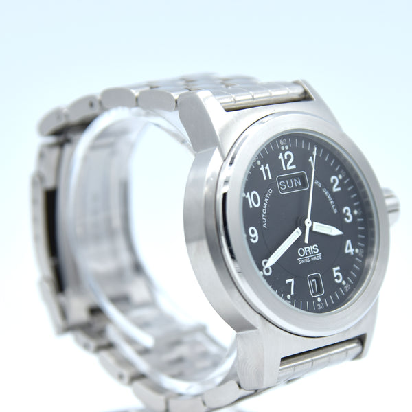 2005 Oris Big Crown Automatic Day Date with Deco Luminous Numbers Model 7500 in Stainless Steel on Bracelet