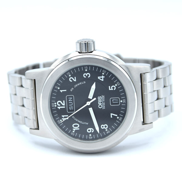 2005 Oris Big Crown Automatic Day Date with Deco Luminous Numbers Model 7500 in Stainless Steel on Bracelet