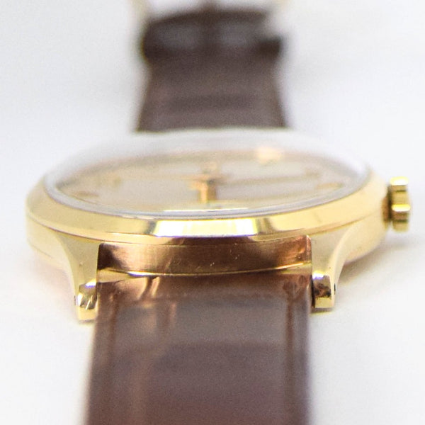 1952 Omega Manual Wind Dress Watch Model 13322 in 9ct Gold with Mixed Arrow and Arabic Numerals Sub Seconds and Original Gold Buckle