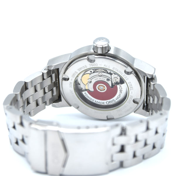 2005 Oris Big Crown Automatic Day Date with Deco Luminous Numbers Model 7500 in Stainless Steel on Bracelet