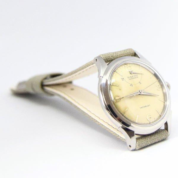 1950s Unusual Baume Swiss Power Reserve Automatic Wristwatch with Mixed Arrow & Arabic Numerals