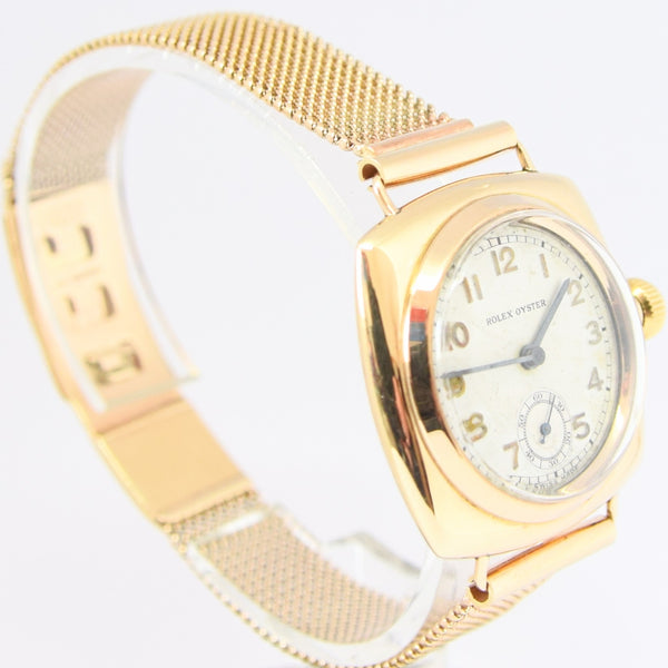 1935 Rare Rolex Oyster Model in 9ct Cushion Oyster Case with 9ct Gold Period Bracelet