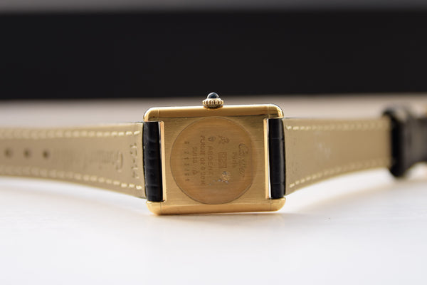 Cartier Tank Mechanical Manual Wind with Tri Colour Dial in Silver Gilt Circa 1970