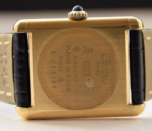 Cartier Tank Mechanical Manual Wind with Tri Colour Dial in Silver Gilt Circa 1970