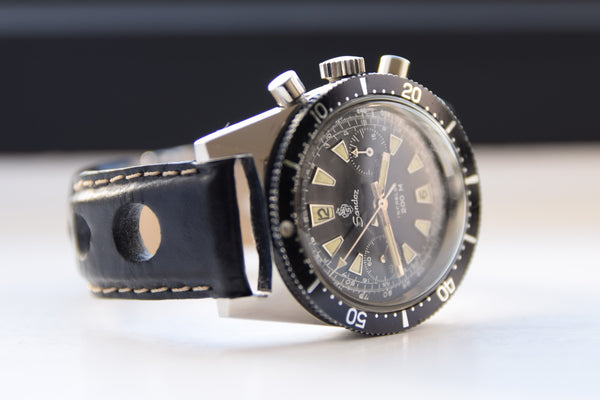 Sandoz Chronograph with Black Dial in Stainless Steel Circa 1960s