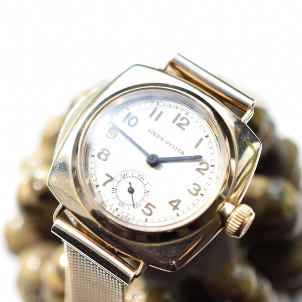 1935 Rare Rolex Oyster Model in 9ct Cushion Oyster Case with 9ct Gold Period Bracelet