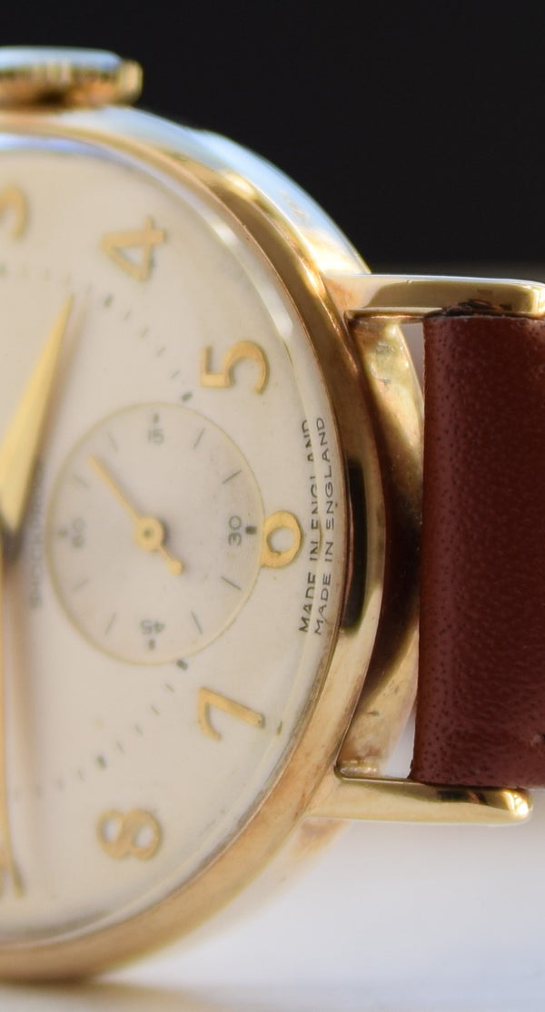 Smiths De Luxe All English 9ct Gold Dress Watch with Arabic Numerals Dated 1963
