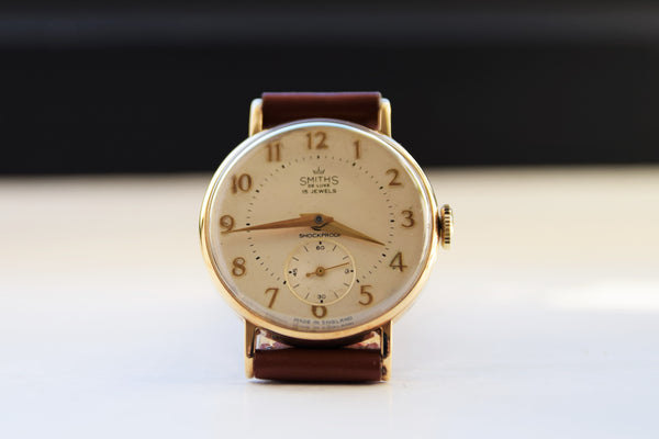 Smiths De Luxe All English 9ct Gold Dress Watch with Arabic Numerals Dated 1963
