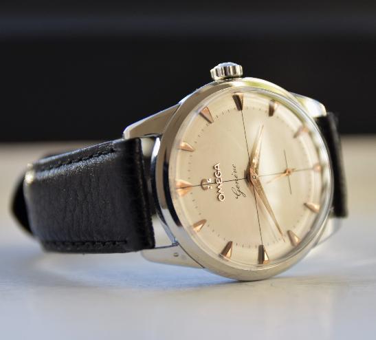 1954 Large Omega Geneve with Cross Hairs and Subsidary Seconds in Stainless Steel Model 2748