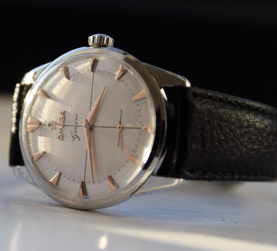 1954 Large Omega Geneve with Cross Hairs and Subsidary Seconds in Stainless Steel Model 2748