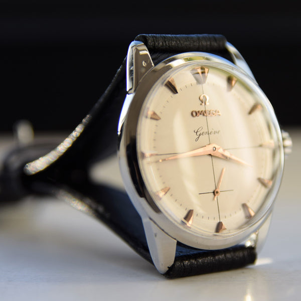 1954 Large Omega Geneve with Cross Hairs and Subsidary Seconds in Stainless Steel Model 2748