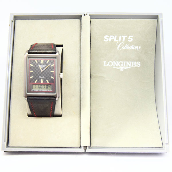 1980s Longines Split 5 Quartz Dual Display Alarm Watch Model 192-4948 with Box and Papers