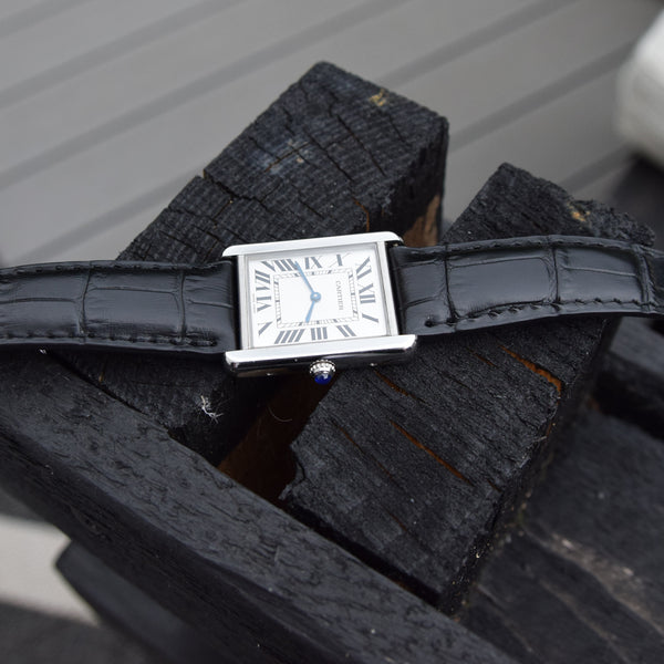 Classic Cartier Full Size Tank Solo Model 2715 in Stainless Steel with Deployment Buckle & Box Circa 2010
