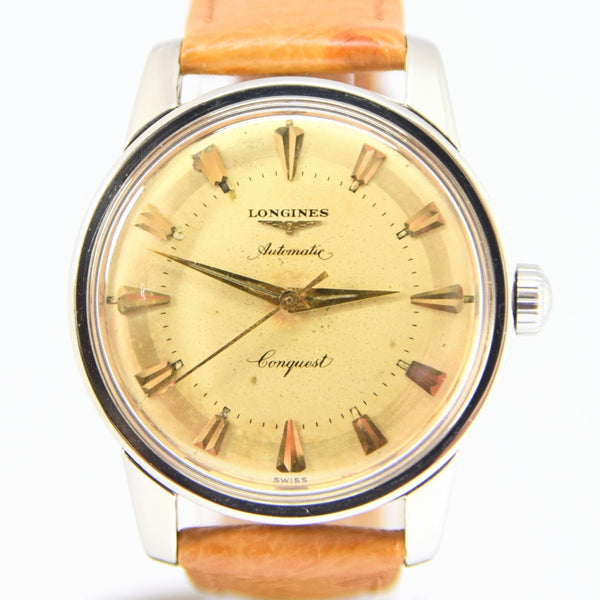 1957 Stunning Longines Conquest with Two Tone Dial Model 9000 in Stainless Steel
