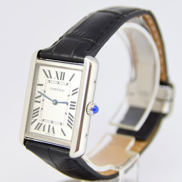 Classic Cartier Full Size Tank Solo Model 2715 in Stainless Steel with Deployment Buckle & Box Circa 2010