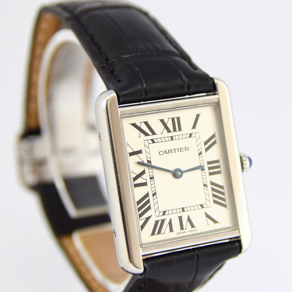Classic Cartier Full Size Tank Solo Model 2715 in Stainless Steel with Deployment Buckle & Box Circa 2010