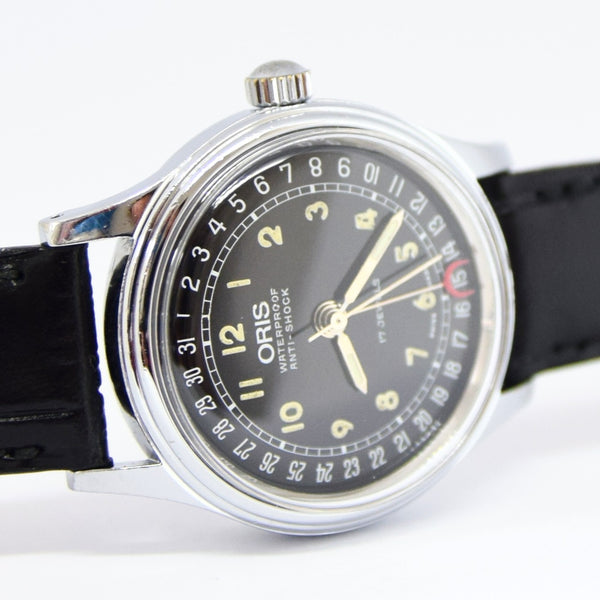The Original Oris Pointer Date Model 7285 31mm Circa 1970s with Gloss Black Dial