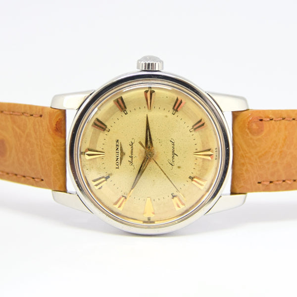 1957 Stunning Longines Conquest with Two Tone Dial Model 9000 in Stainless Steel