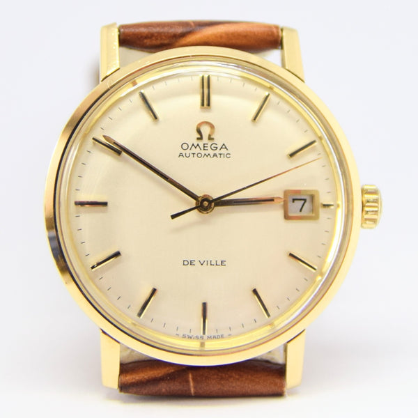 1969 Omega Automatic De Ville Date Model 166.5020 in 9ct Gold with Box and Papers