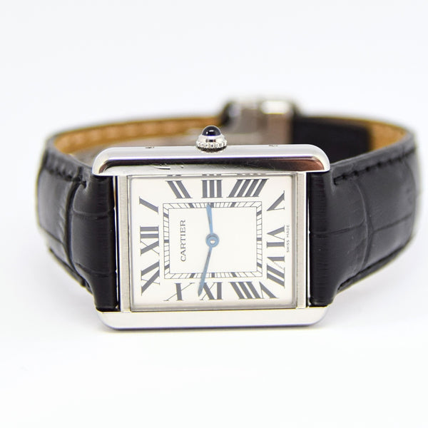 Classic Cartier Full Size Tank Solo Model 2715 in Stainless Steel with Deployment Buckle & Box Circa 2010