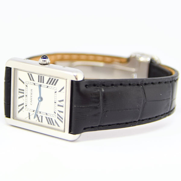 Classic Cartier Full Size Tank Solo Model 2715 in Stainless Steel with Deployment Buckle & Box Circa 2010